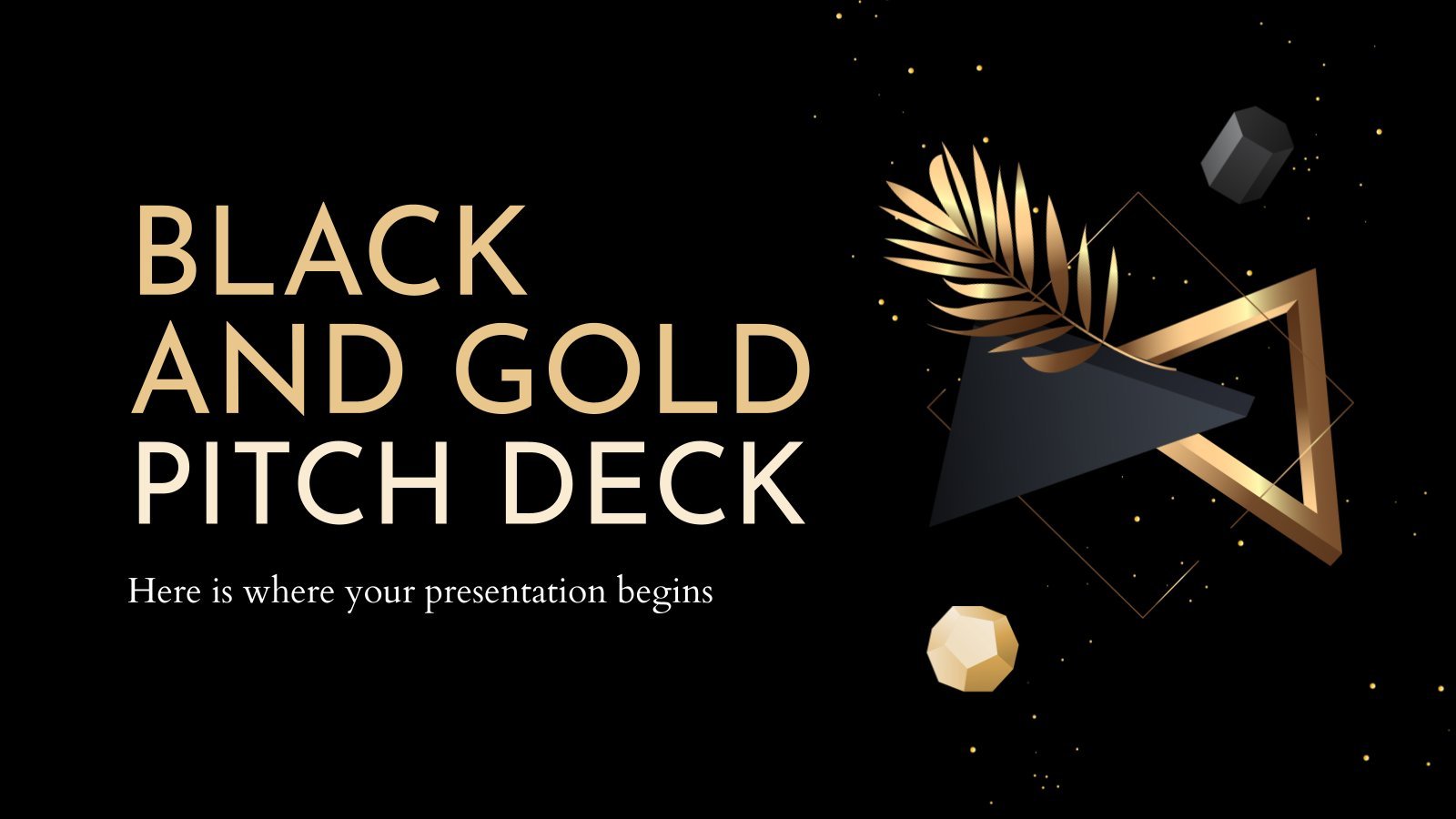 Black and Gold Pitch Deck presentation template 
