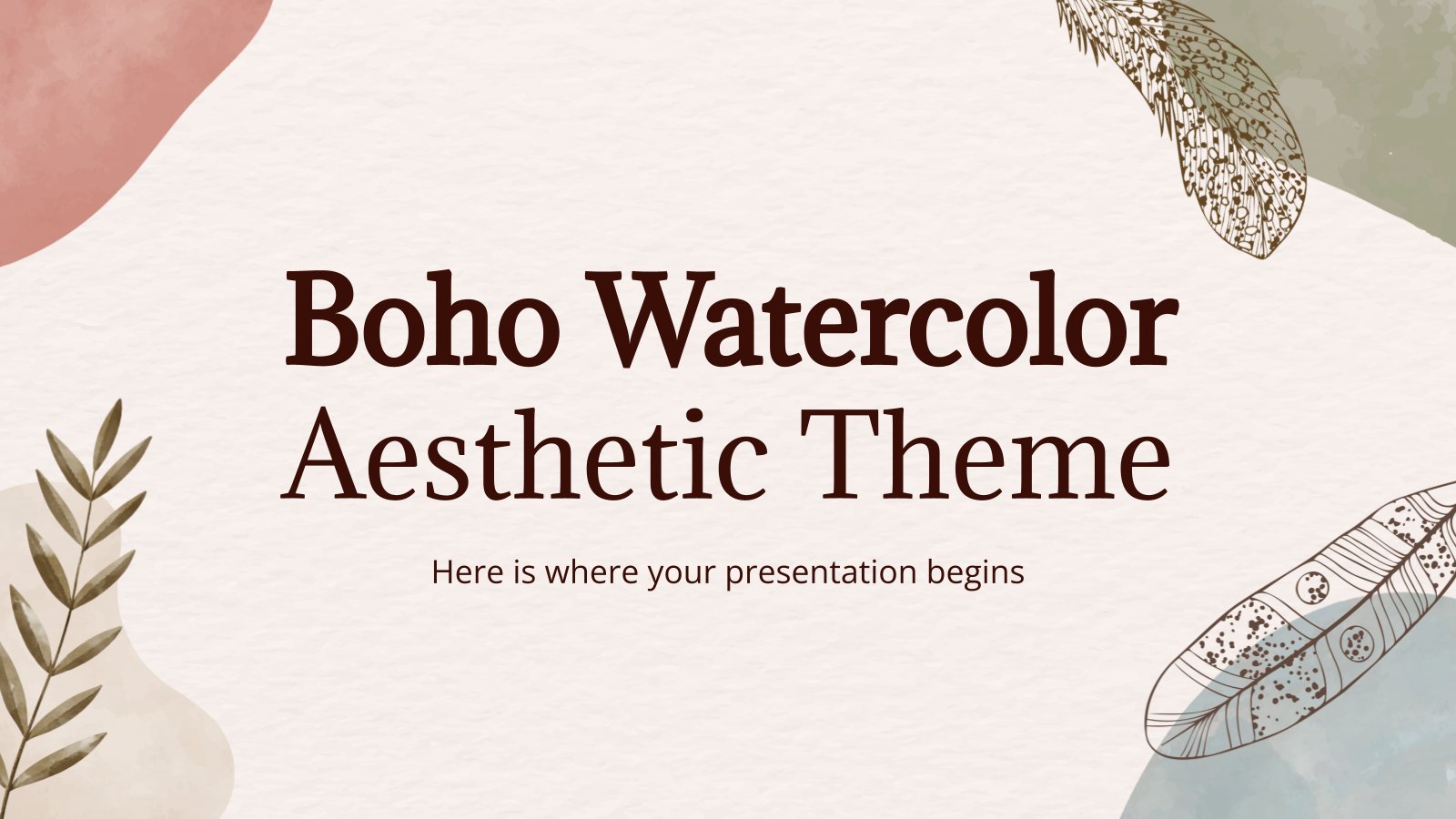 Boho Watercolor Aesthetic Theme presentation template 