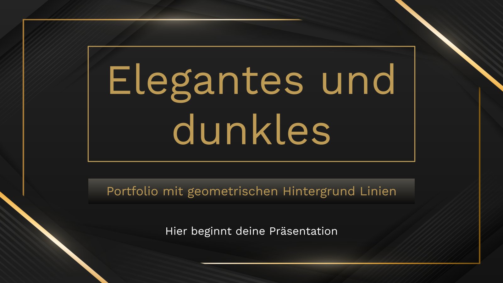 Elegant & Dark Geometric Background Lines Portfolio presentation template 