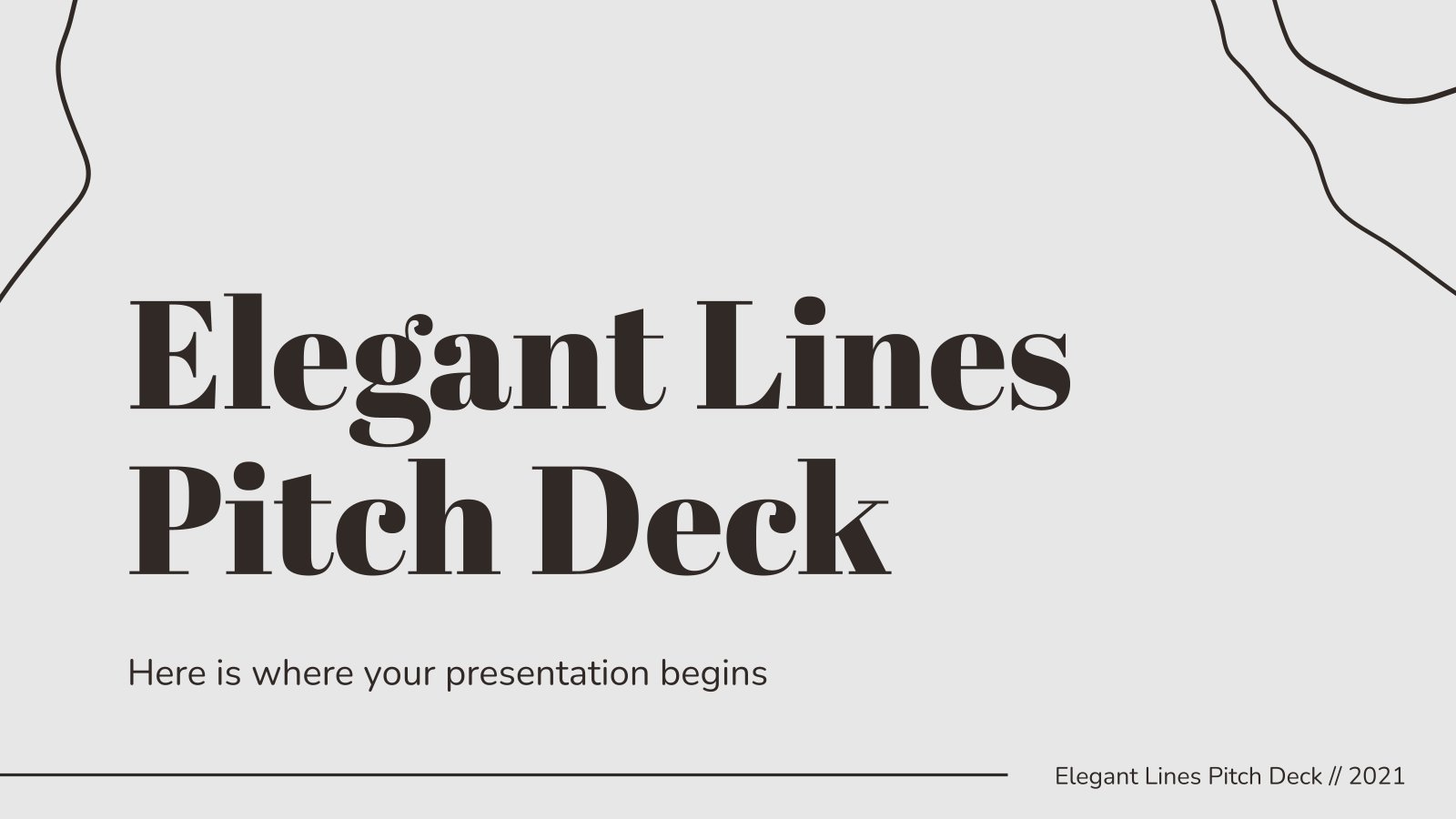 Elegant Lines Pitch Deck presentation template 