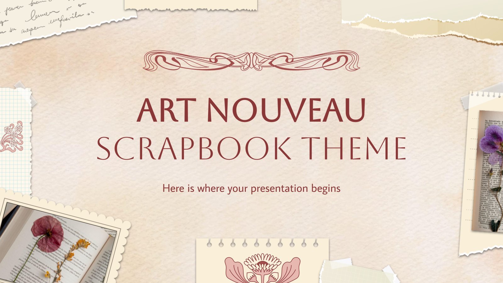 Plantilla de presentación Tema de scrapbook tipo art nouveau